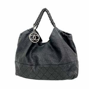 CHANEL Black Leather Tote Bag
